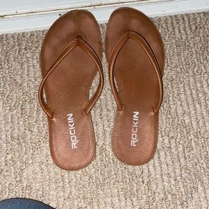 brown flip flops